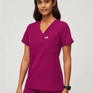 Figs Women's Cantina Scrub Top in Dark Magenta